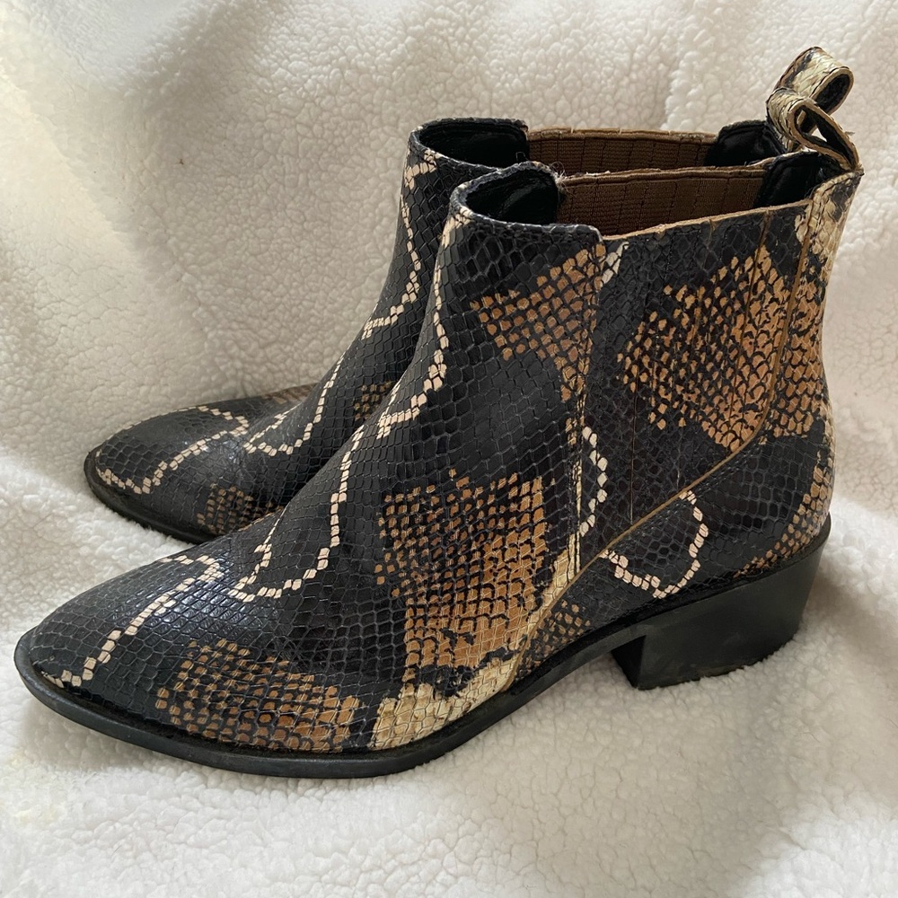Snake print booties